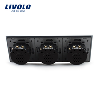 Intrerupator dublu+dublu+dublu cu touch Livolo din sticla, negru