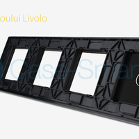 Rama intrerupator cu touch simplu+priza tripla LIVOLO din sticla, negru