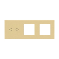 Panou Intrerupator Dublu cu Touch si 2 Prize Din Sticla LUXION, auriu