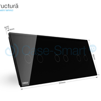 Panou intrerupator dublu+dublu+dublu cu touch Livolo din sticla, negru