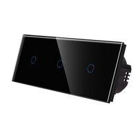 Intrerupator Simplu + Simplu + Simplu cu Touch din Sticla LUXION, negru