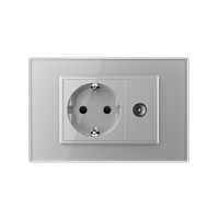 Priza simpla din rama de sticla Schuko cu TV Livolo, gri