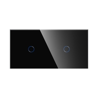 Panou Intrerupator Simplu + Simplu cu Touch Din Sticla LUXION, negru
