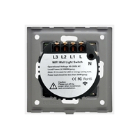 Intrerupator Triplu Wi-Fi + RF433 cu Touch din Sticla LUXION, alb