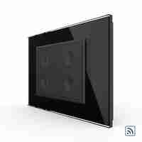 Intrerupator cvadruplu wireless cu touch Livolo cu rama din sticla, standard Italian - Serie noua, negru