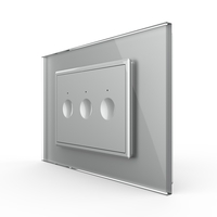 Intrerupator triplu cu touch Livolo cu rama din sticla, standard Italian - Serie noua, gri