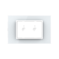 Intrerupator dublu cap scara / cap cruce cu touch Livolo cu rama din sticla, standard Italian - Serie noua, alb