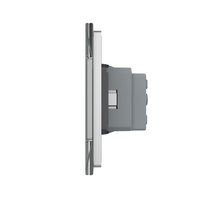 Intrerupator Dublu + Dublu + Priza LIVOLO cu Rama Din Sticla, Standard Italian, 6M, gri