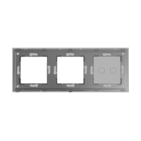 Panou Intrerupator Dublu cu Touch si 2 Prize Din Sticla LUXION, gri