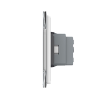 Intrerupator Dublu Cap Scara / Cruce + 2 Prize LIVOLO cu Rama Din Sticla, Standard Italian, 6M, alb