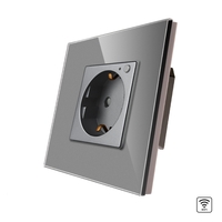 Priza Simpla Wi-Fi cu Monitorizare Consum, cu Rama din Sticla LUXION, gri