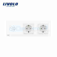 Intrerupator LIVOLO simplu cap scara / cap cruce cu touch si 2 prize din sticla, alb