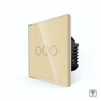 Intrerupator Triplu Wi-Fi cu Touch din Sticla LUXION, auriu