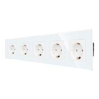 Priza Cvintupla LUXION cu rama din sticla, alb