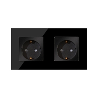 Priza Dubla cu Rama din Sticla LUXION, negru