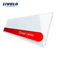 Panou intrerupator dublu+dublu+dublu+dublu cu touch Livolo din sticla, alb