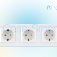 Priza cvintupla Livolo cu rama din sticla, alb