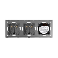 Intrerupator Dublu + 2 Prize cu Rama din Sticla LUXION, auriu