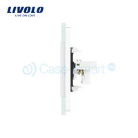 Priza dubla TV + Telefon Livolo cu rama din sticla, alb