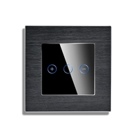 Intrerupator Simplu cu Variator cu Touch din Sticla si Rama de Aluminiu LUXION, negru