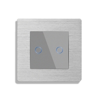 Intrerupator Dublu Cap Scara / Cruce cu Touch din Sticla si Rama de Aluminiu LUXION, Serie A, gri