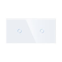 Panou Intrerupator Simplu + Simplu cu Touch Din Sticla LUXION, alb