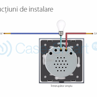 Intrerupator simplu + dublu cu touch Livolo din sticla, alb