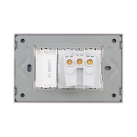 Priza Simpla si 1 Tasta Falsa cu Rama din Sticla LUXION, Standard Italian, 3M, gri