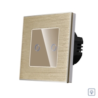 Intrerupator Dublu cu Variator si Touch din Sticla si Rama de Aluminiu LUXION, auriu