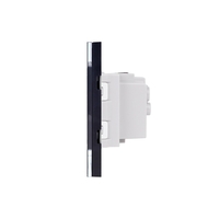 Priza Dubla cu Rama din Sticla LUXION, Standard Italian, 4M, negru