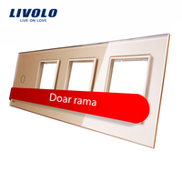Rama intrerupator cu touch simplu+priza tripla LIVOLO din sticla, auriu
