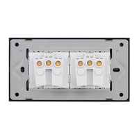 Priza Dubla cu Rama din Sticla LUXION, Standard Italian, 4M, negru