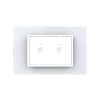 Intrerupator dublu cap scara / cap cruce wireless cu touch Livolo cu rama din sticla, standard Italian - Serie noua, alb