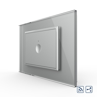 Intrerupator simplu cap scara / cap cruce wireless cu touch Livolo cu rama din sticla, standard Italian - Serie noua, gri