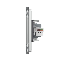 Priza Tripla cu Blank Livolo cu Rama din Sticla 2 Prize Schuko+TV/internet, Standard Italian - Serie Noua, gri