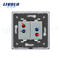 Priza dubla USB Livolo cu rama din sticla, alb
