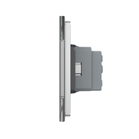 Intrerupator Dublu + 2 Prize LIVOLO cu Rama Din Sticla, Standard Italian, 6M, gri