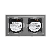 Intrerupator Simplu + Simplu cu Touch din Sticla LUXION, gri