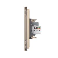 Priza Tripla cu Blank Livolo cu Rama din Sticla 2 Prize Schuko+TV/internet, Standard Italian - Serie Noua, auriu