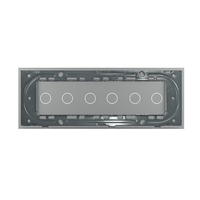 Panou Intrerupator Dublu + Dublu + Dublu cu Touch LIVOLO din Sticla, Standard Italian - 6/7M, gri