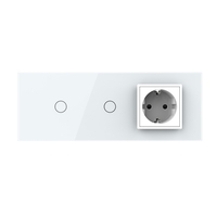 Intrerupator Simplu + Simplu + Priza LIVOLO cu Rama Din Sticla, Standard Italian, 6M, alb