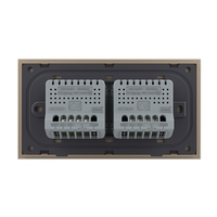 Intrerupator Dublu + Dublu cu Touch LIVOLO cu Rama Din Sticla, Standard Italian, 4M, auriu