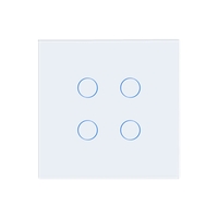 Intrerupator Cvadruplu Wi-Fi + RF433 cu Touch din Sticla LUXION, alb