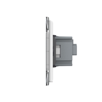 Priza dubla Livolo cu rama din sticla 4M, standard Italian, Serie noua, alb