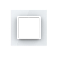 Intrerupator Dublu Mecanic Cap Scara LIVOLO cu Rama din Sticla - Serie Noua, alb