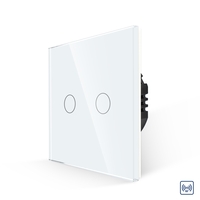 Intrerupator Dublu RF433 cu Touch din Sticla LUXION, alb