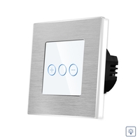 Intrerupator Simplu cu Variator cu Touch din Sticla si Rama de Aluminiu LUXION, alb