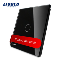 Panou intrerupator simplu cu touch Livolo din sticla, negru