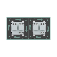 Priza dubla Livolo cu rama din sticla, verde