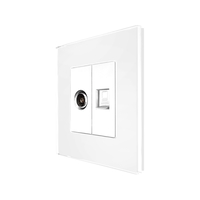 Priza TV + Internet cu Rama din Sticla LUXION, alb